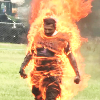 The burning man