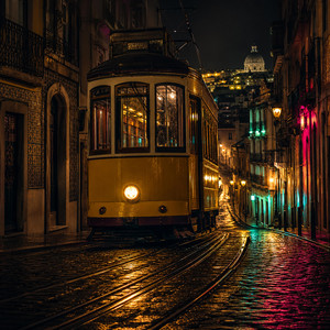 Lisbon Black Tram Afterhours by KAYÔ ATLAS