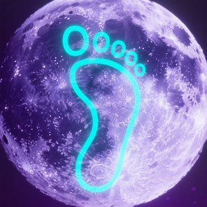 Neon Footprints Across the Moon by MERYANA AGUSTIN