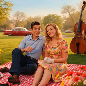 Sunshine Picnic Girl (Picnic in the 1950s) by Dreams by Hanna