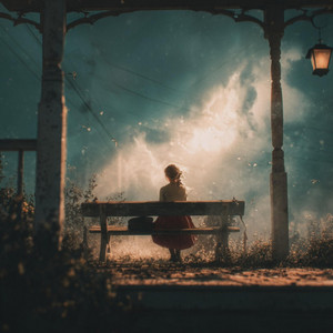 a light peeks from the clouds by moon glow