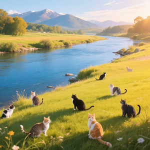 TANYA ROBERTSON KEY - 猫と川