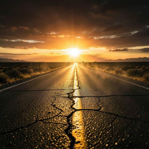 Dust on the highway, sun burning gold by Pinklama