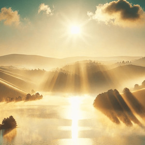 akanekotone - Soft Morning Breeze Flowing over a Lake Bathed in Gentle Sunlight