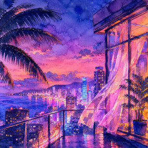 Neon Breeze Over the City by Indra Sandinirwan