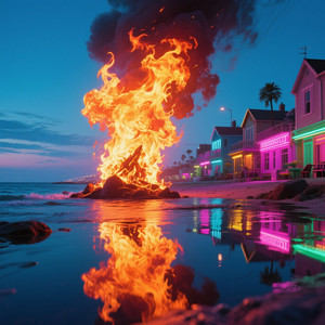 Neon Fire in a Seaside Town by ERLANSYAH