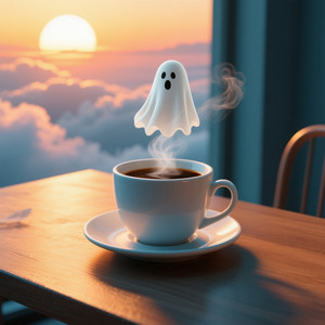 Coffee With a Ghost at Sunrise by HADI SLAMET RIYANTO