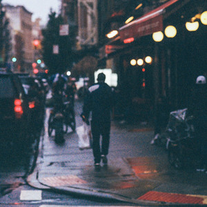 Wet Pavement by Gaslamp