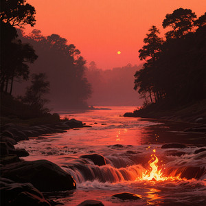 River Firelight by TJIU HUI HUI