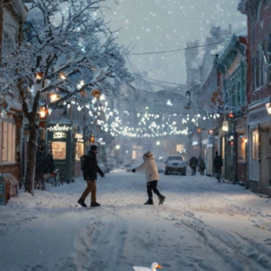 Gentle Love Falling over a Winter Town
