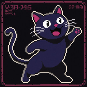Happy Cat Black by Jaba Goyang