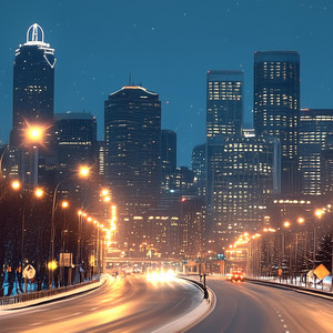 Streetlights Drifting in Blue by Haze Muse