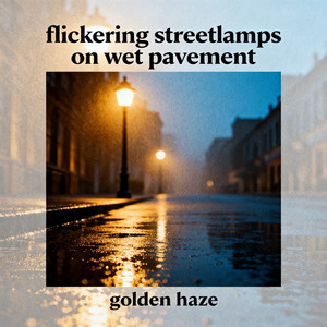 Flickering streetlamps on wet pavement by Golden Haze