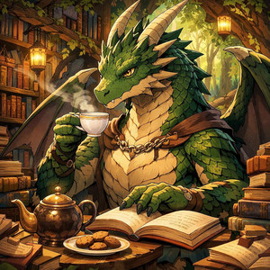 The Dragon Archivist at Dawn by Ravnskjold