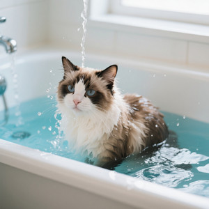 Brittany Nicole Johnson - 猫とお風呂