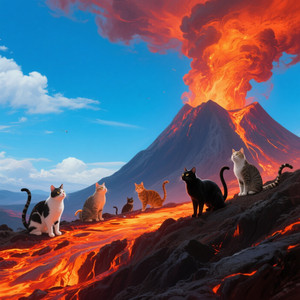 Shakyah Linay Gomez - 猫と火山