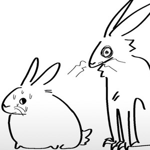 just a creepy hare next to a bunny by KABOOM