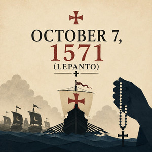 October 7, 1571 (Lepanto) Our Fathers. Hail Marys. Beads between their hands. by Peter's Barque