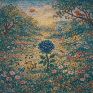 The blue rose in the midst of a blossoming garden field by Gix !