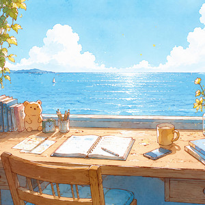 Desk Overlooking the Sea by LiFlow Mus.