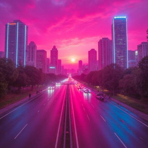 Neon Highway by Techno Mirage