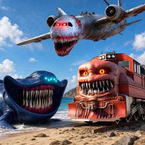 Train eater Vs Sea monster Vs Infected sky by Fexarion