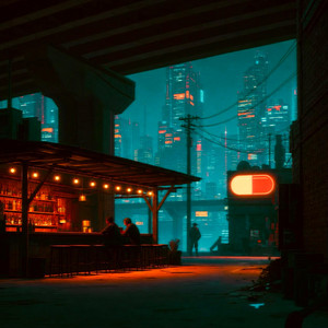 Neo Tokyo: Night City Rooftop Tavern by Neologisticism