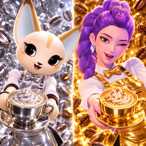 Golden vs Silver Coffee (Barista & Rumi) by Croco Beat