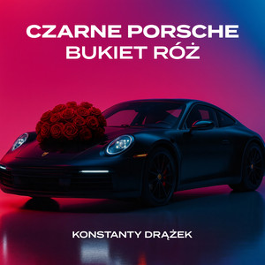 Czarne Porsche bukiet róż by Konstanty Drążek