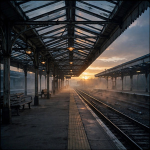 station at sunset by brembamonto