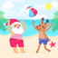Santa & Rudolph Playing Beach Ball Christmas Season cover