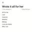 Wrote it all for her cover