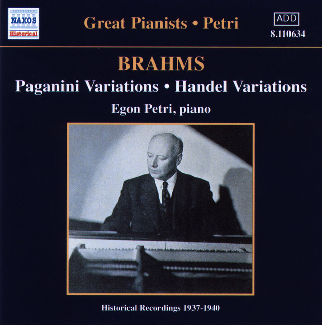 Brahms: Paganini and Handel Variations (Petri) (1937-1940) cover