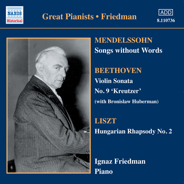 Mendelssohn: Songs Without Words (Friedman) (1930-1931) cover art