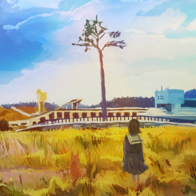 A person waiting in the sunlight filtering through the foliage cover art