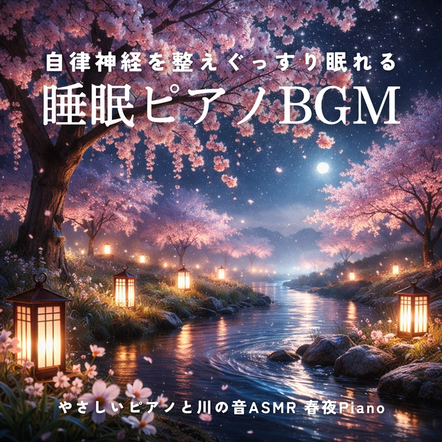 Sleep Piano BGM Balancing the Autonomic Nervous System, Gentle Piano and River Sound ASMR Spring Night Piano cover art