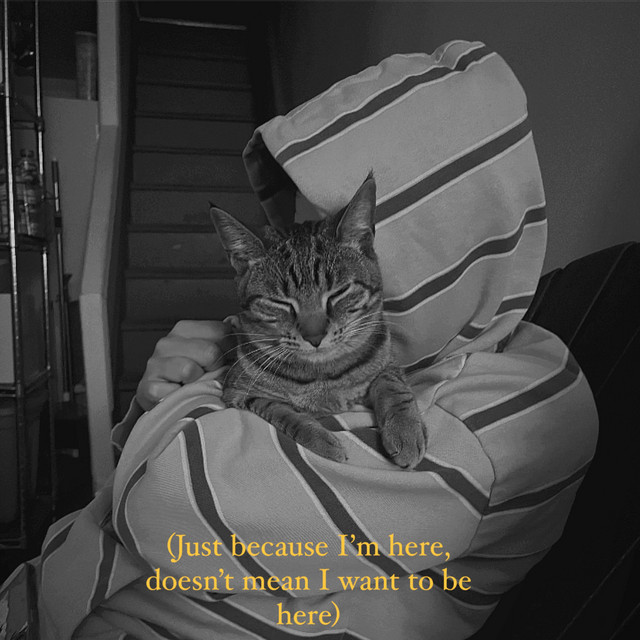 (Just because I'm here, doesn't mean I want to be here) cover art