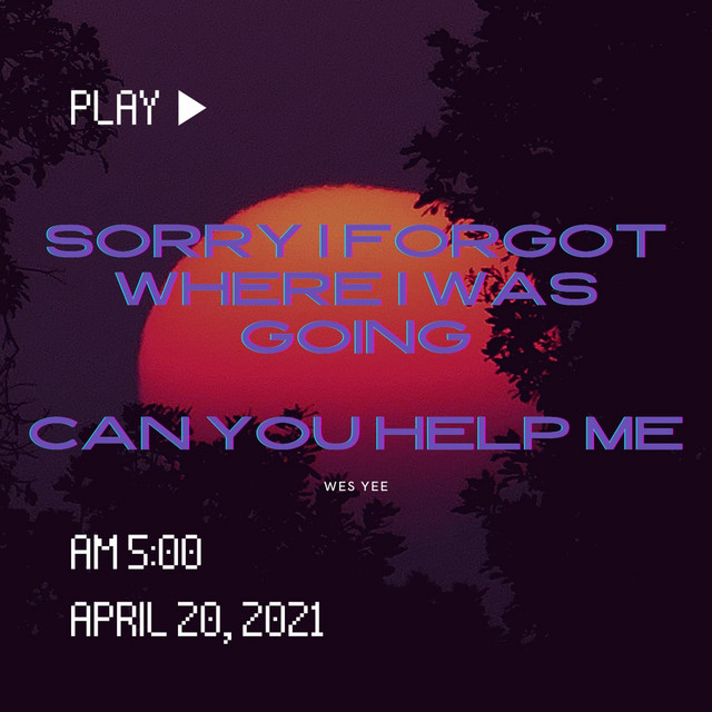 Sorry I Forgot Where I Was Going Can You Help Me Single By Wes Yee