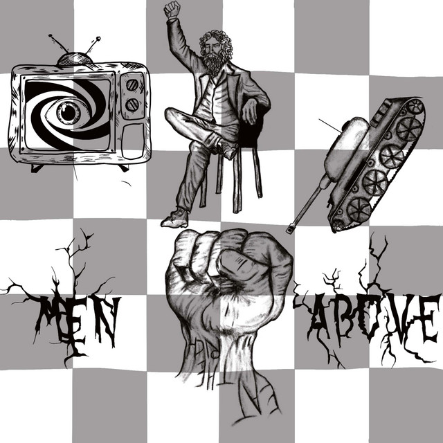 Men above cover art