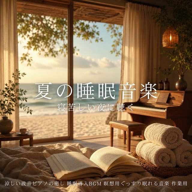 Summer Sleep Music - Cool Ocean Wave Piano Healing for Sleepless Hot Nights, Sleep Induction BGM, Meditation Deep Sleep Music for Work cover art