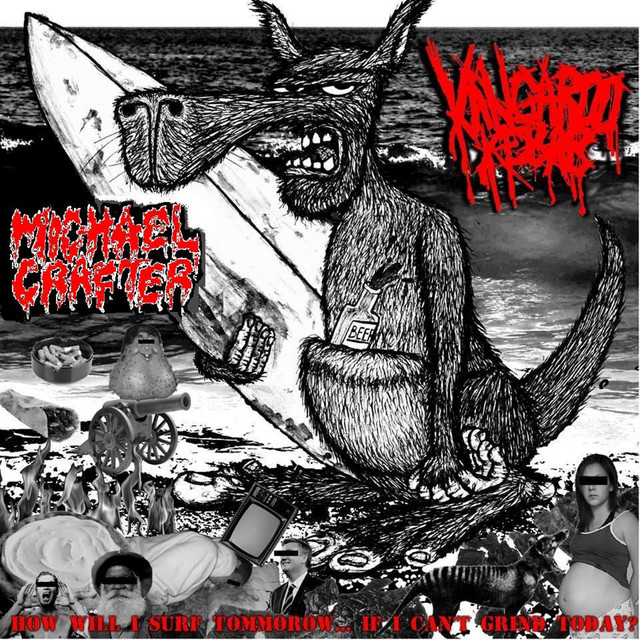 Michael Crafter / Kangaroo Kebab Live split tape cover art
