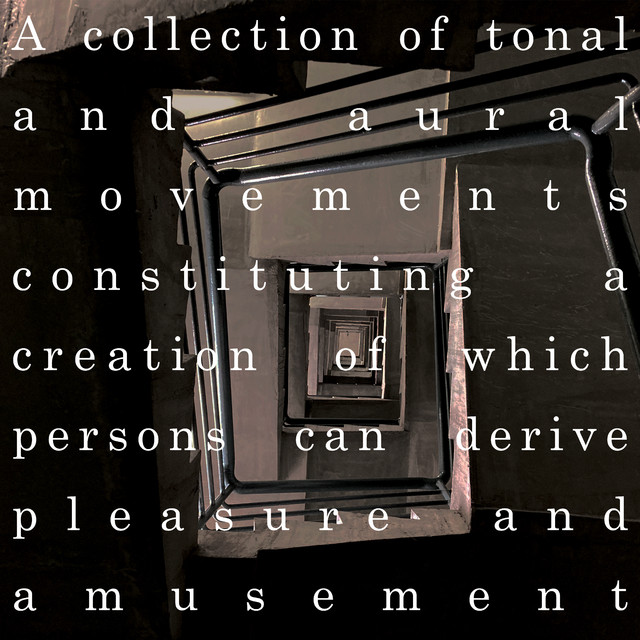 A collection of tonal and aural movements constituting a creation of which persons can derive pleasure and amusement cover art