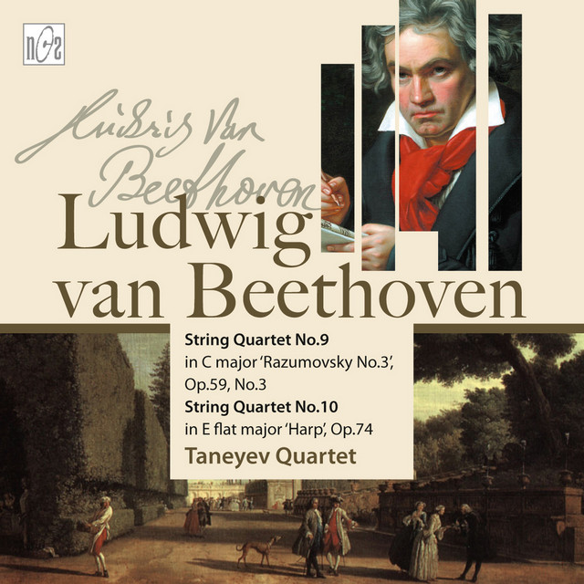 Ludwig van Beethoven. String Quartet No.9 in C Major 'Razumovsky No.3'. Op.59 No.3. String Quartet No.10 in E flat Major 'Sharp' op.74 cover art