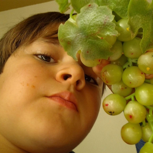 Here's a photo of me in 2013 holding some grapes for no fucking reason and some songs cover art