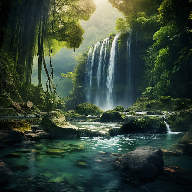 Cats' Calm by the Waterfall: Gentle Cascades cover art
