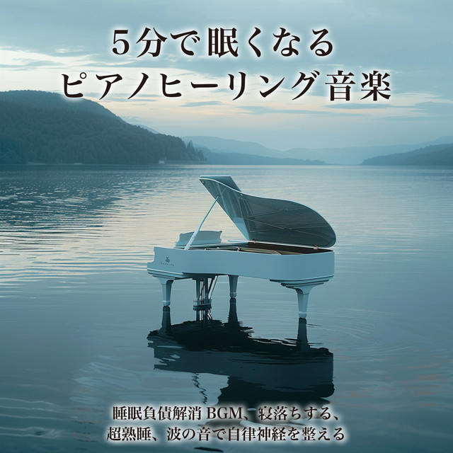 Piano music to make you sleepy in 5 minutes: background music to eliminate sleep debt, fall asleep, super sound sleep, autonomic nervous system regulation with the sound of waves, healing cover art