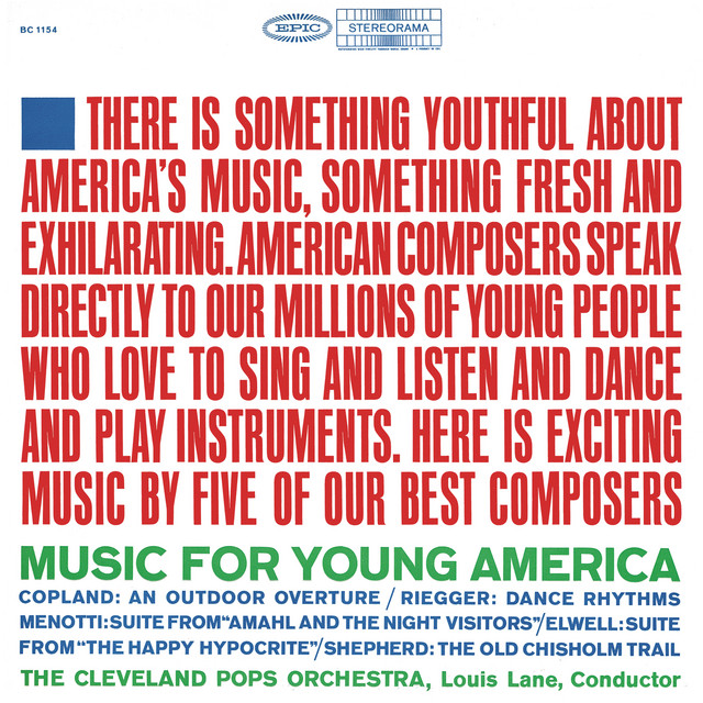 Music for Young America: Works by Copland & Menotti & Riegger & Elwell & Shepherd (2024 Sony Music Entertainment) cover