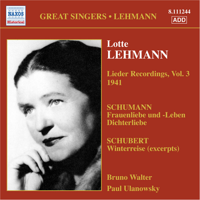 Lehmann, Lotte: Lieder Recordings, Vol. 3 (1941) cover art