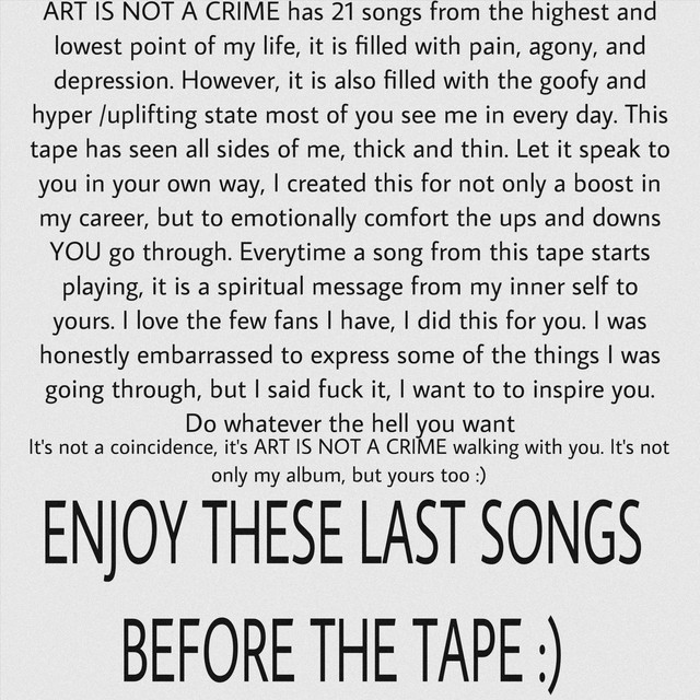 The Last 7 Songs Before Art Is Not A Crime cover art