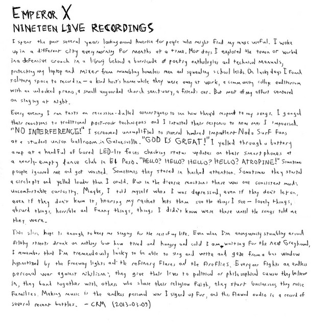 Nineteen Live Recordings by Emperor X
